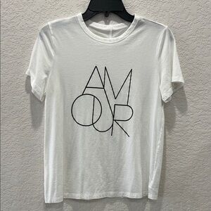 Women’s size small white “amour” Graphic T-Shirt with Black Print